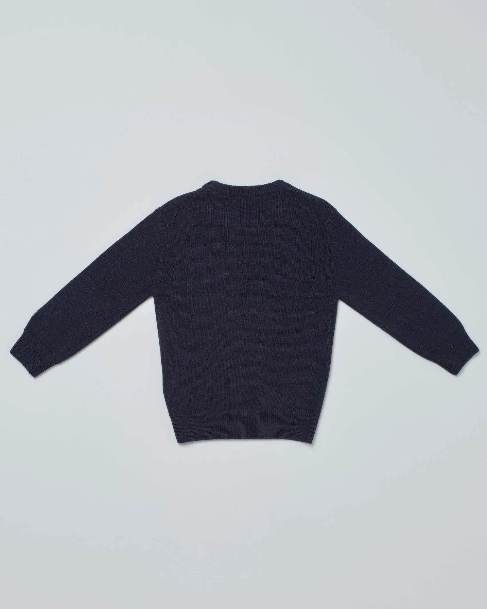 Maglia MC2 Saint Barth blu in misto lana e cashmere con scritta 'Me Ne Vado Dai Nonni'