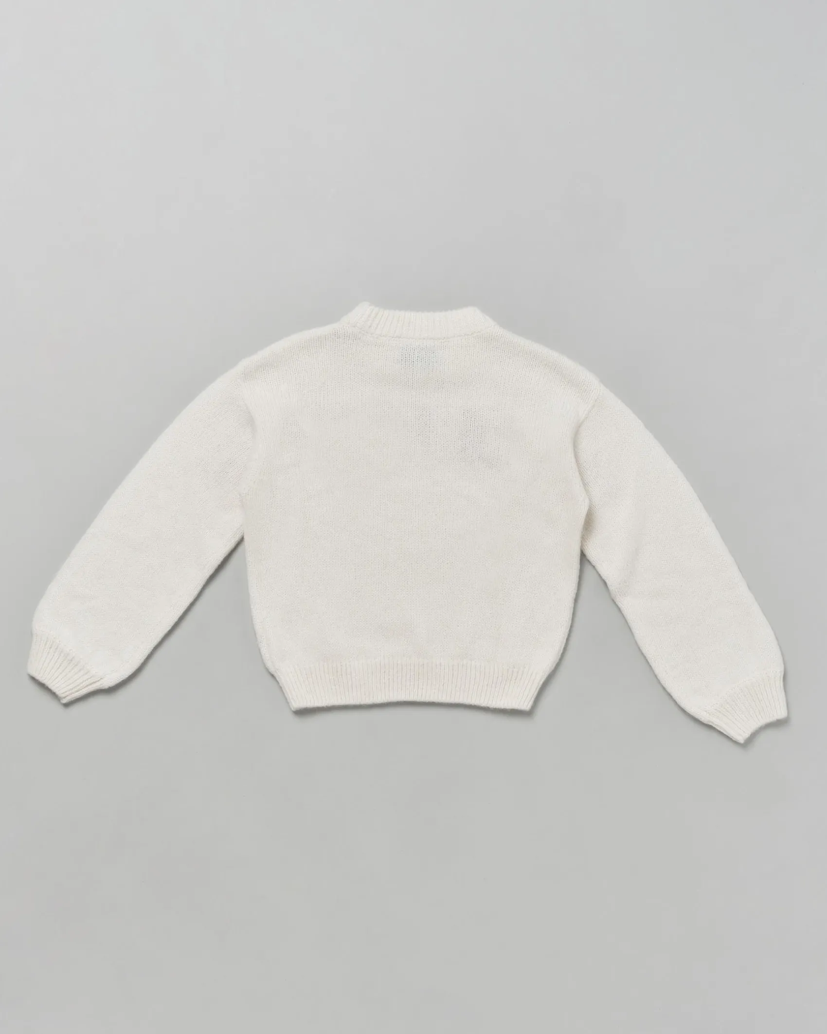 Maglia MC2 Saint Barth panna in misto alpaca con scritta rosa glitterata