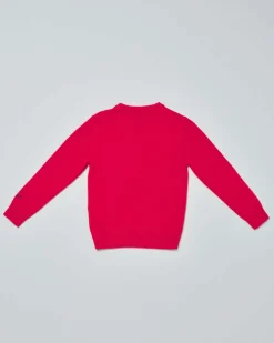 Maglia MC2 Saint Barth rossa in misto lana e cashmere con fantasia Snoopy e scritta Dear Santa