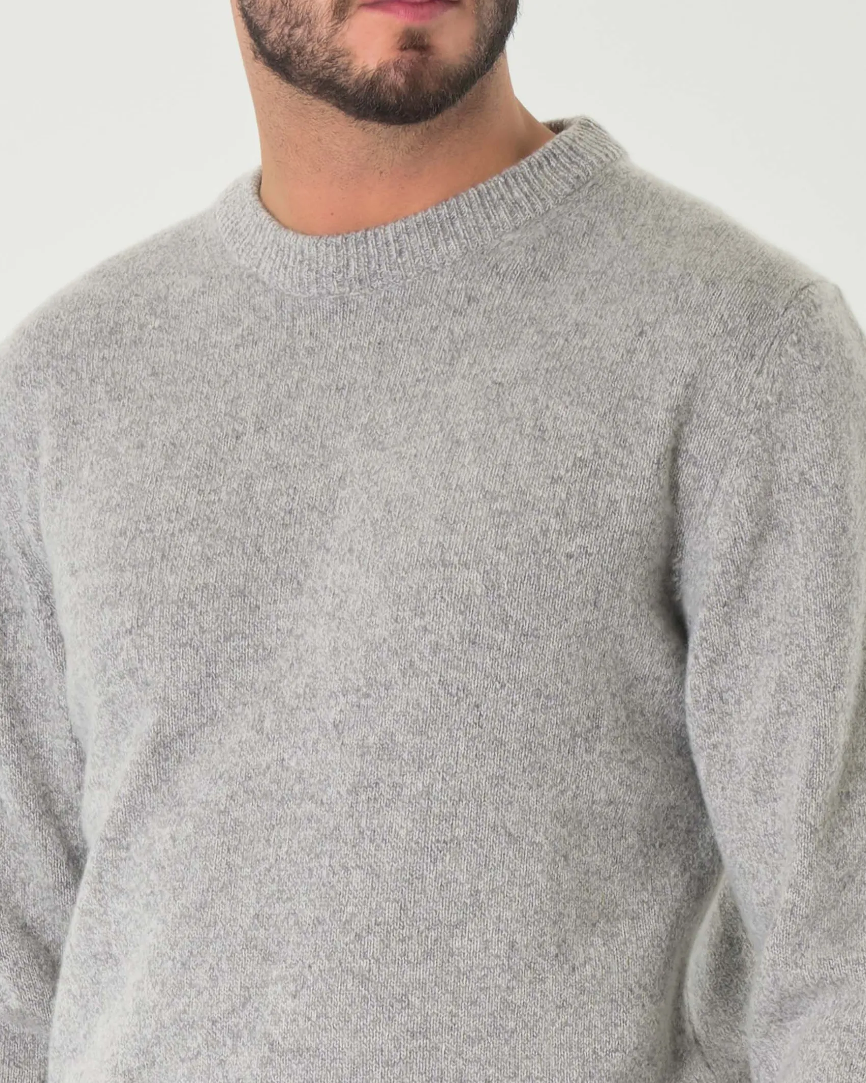 Maglia My Stuff mouliné grigia girocollo in lana finezza 7
