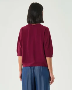 Maglia over bordeaux Hlo! a maniche corte in misto viscosa