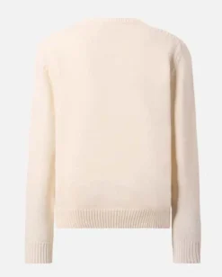 Maglia panna MC2 Saint Barth in misto lana e cashmere con scritta 'Splendida Splendente'