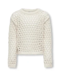 Maglia panna traforata all-over
