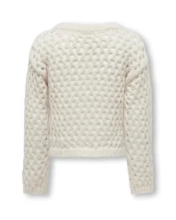Maglia panna traforata all-over
