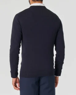 Maglia Paul Baker blu scollo a V tinta unita