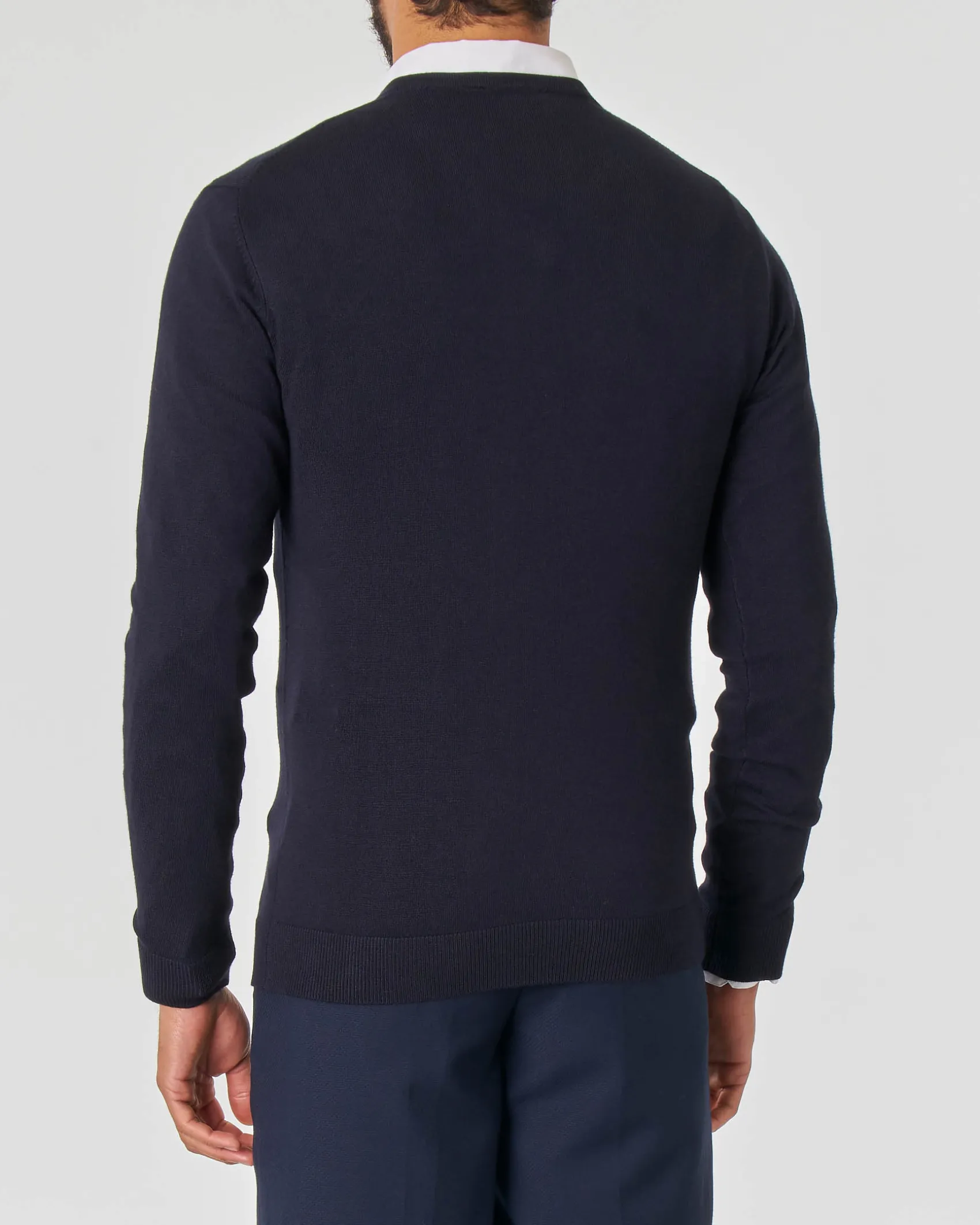 Maglia Paul Baker blu scollo a V tinta unita