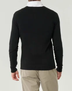 Maglia Paul Baker nera scollo a V tinta unita