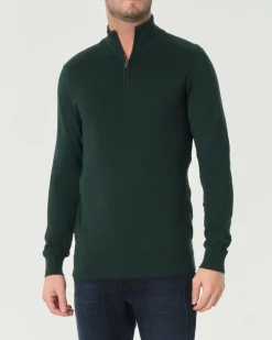 Maglia Paul Baker verde scuro in viscosa a collo alto con apertura a mezza zip e pannello frontale micro armatura