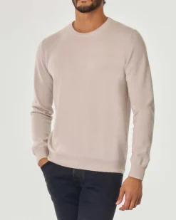 Maglia Pellizzari beige girocollo in puro cachemire