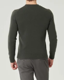 Maglia Pellizzari girocollo verde bosco in misto lana e cachemire finezza 7