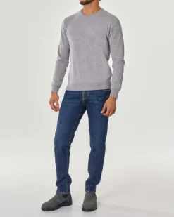 Maglia Pellizzari grigio chiaro girocollo in puro cachemire