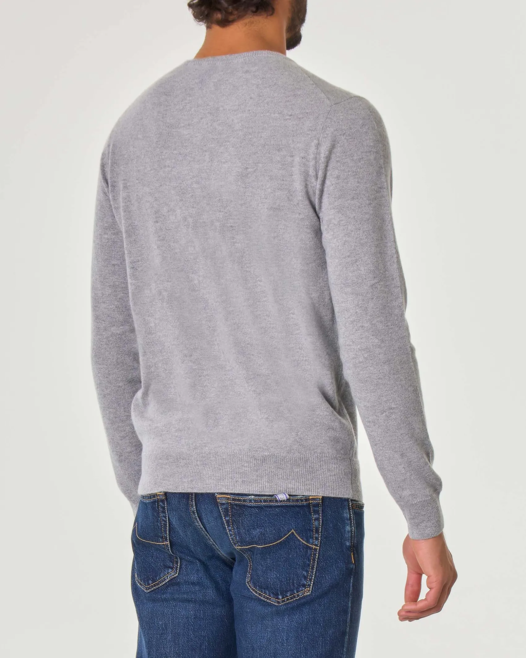 Maglia Pellizzari grigio chiaro girocollo in puro cachemire
