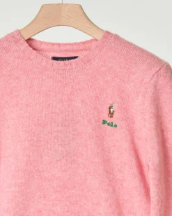 Maglia Polo Ralph Lauren rosa in misto lana e cachemire con logo pony