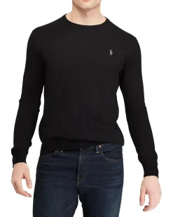 Maglia Polo Ralph Lauren nera girocollo in pima cotton