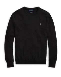 Maglia Polo Ralph Lauren nera girocollo in pima cotton