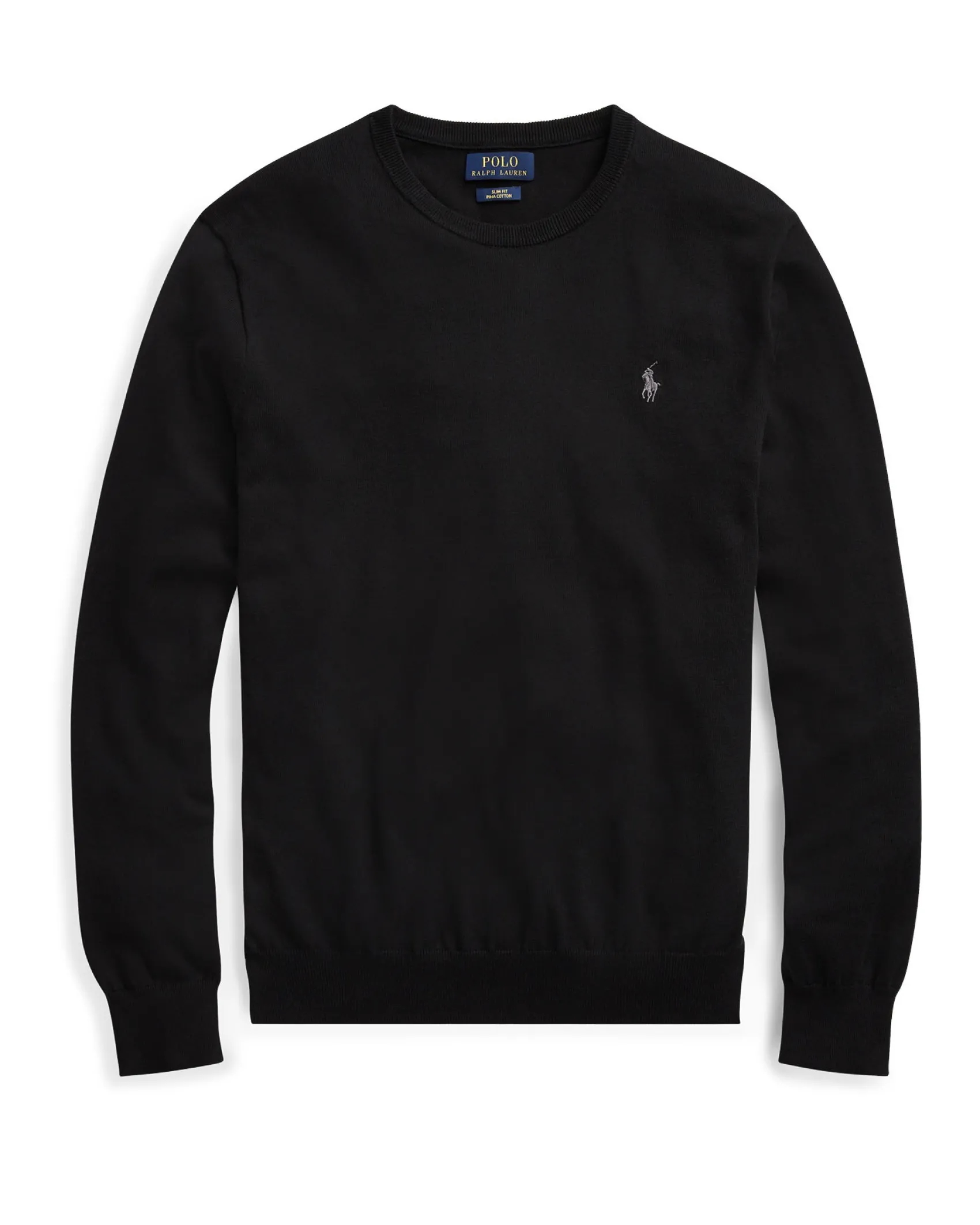 Maglia Polo Ralph Lauren nera girocollo in pima cotton
