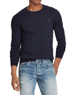 Maglia Polo Ralph Lauren blu girocollo in pima cotton