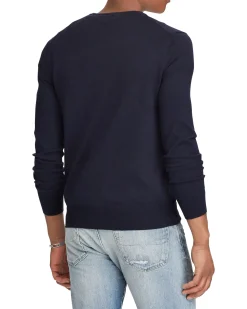 Maglia Polo Ralph Lauren blu girocollo in pima cotton