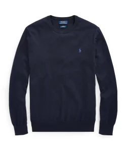 Maglia Polo Ralph Lauren blu girocollo in pima cotton