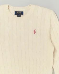 Maglia Ralph Lauren avorio in lana e cachemire a trecce