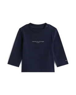 Maglia Tommy Hilfiger blu in cotone stretch a maniche lunghe