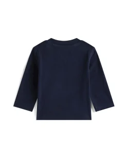 Maglia Tommy Hilfiger blu in cotone stretch a maniche lunghe