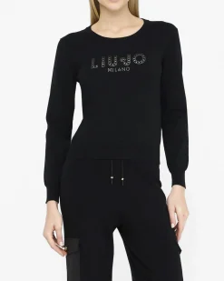 Maglieria Liu Jo Sport nera in viscosa con logo in rilievo
