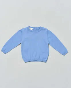 Maglioncino azzurro girocollo in puro cotone