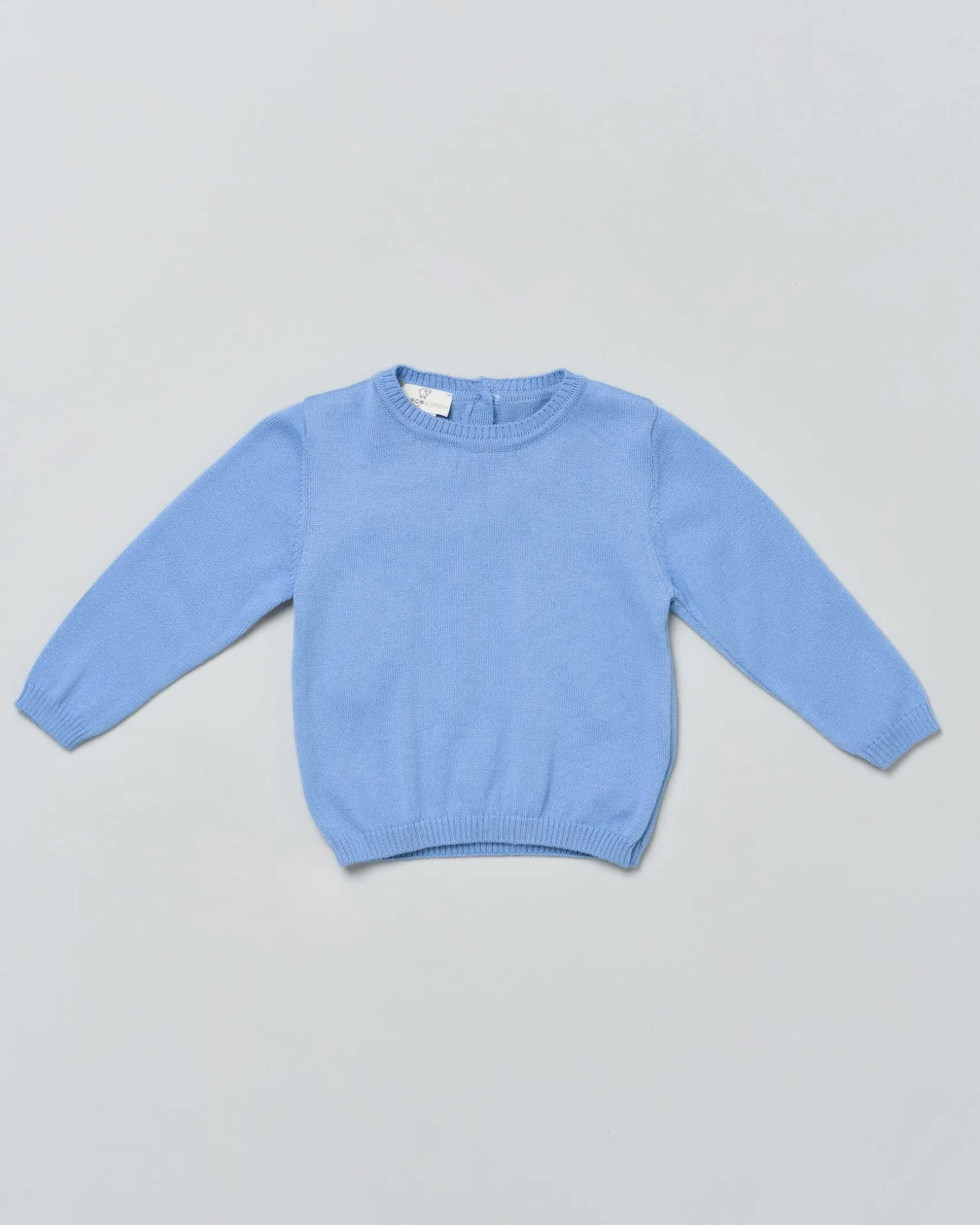 Maglioncino azzurro girocollo in puro cotone
