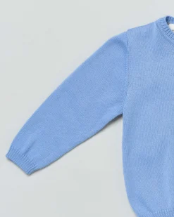 Maglioncino azzurro girocollo in puro cotone
