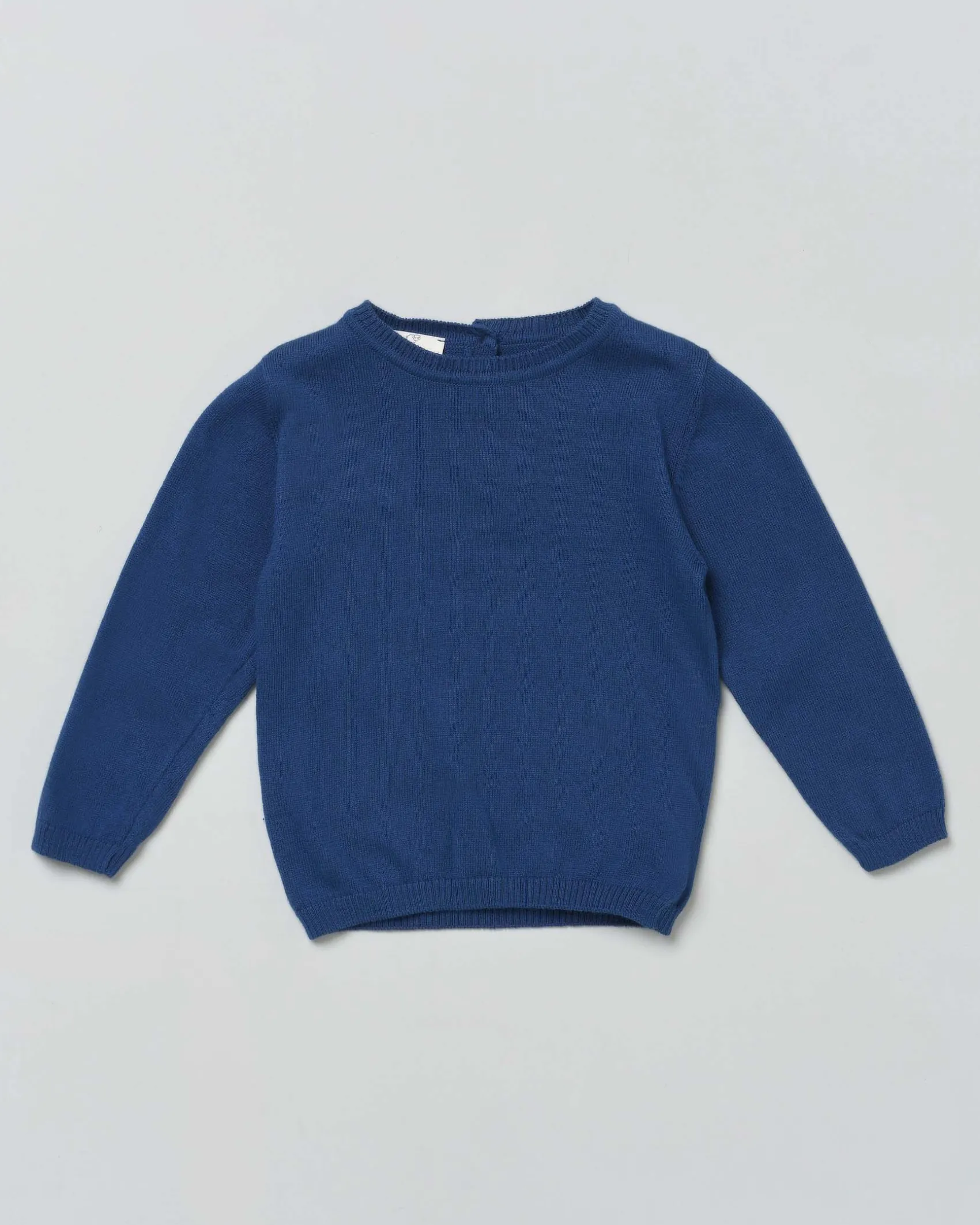 Maglioncino blu girocollo in puro cotone