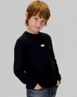 Maglioncino Calvin Klein nero in puro cotone con mini patch logo