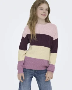 Maglioncino Kids Only color block rosa e avorio a costine