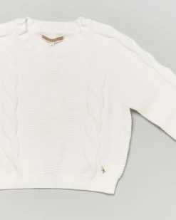 Maglioncino Kocca bianco in misto viscosa a trecce