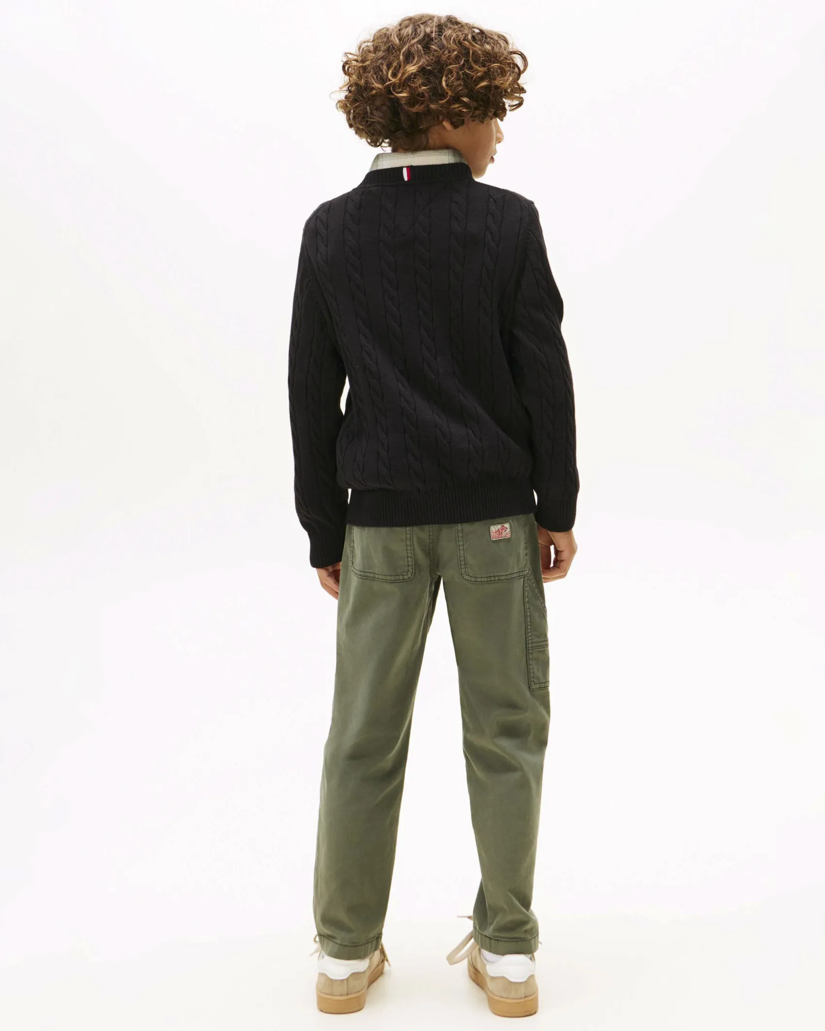 Maglioncino Tommy Hilfiger nero a trecce in puro cotone