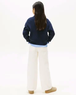 Maglioncino Tommy Hilfiger blu a trecce in puro cotone
