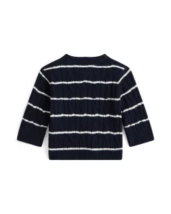 Maglioncino Tommy Hilfiger a righe blu e bianco in misto cotone