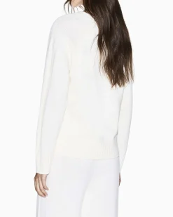 Maglione Armani Exchange bianco in misto lana con scollo a V