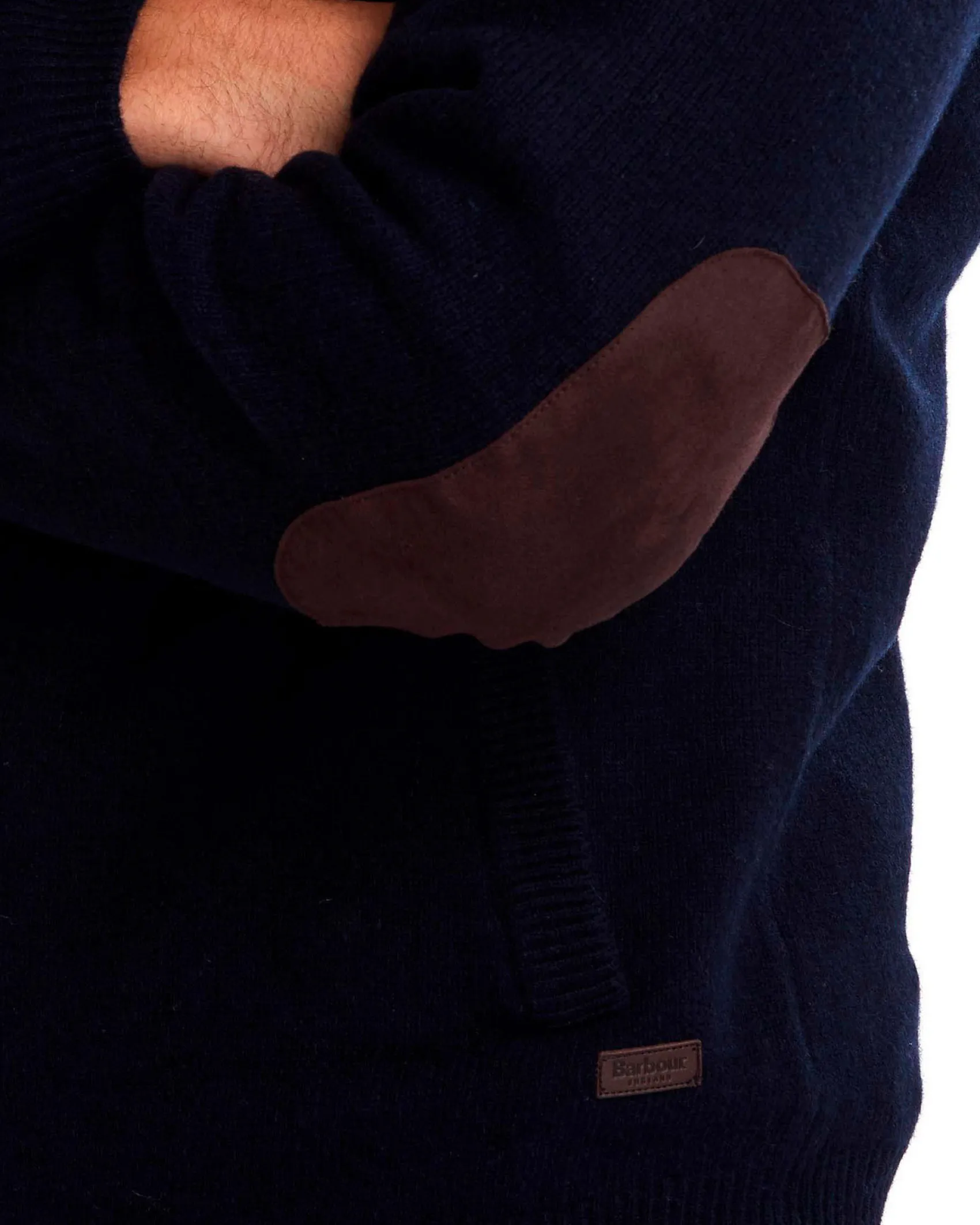 Maglione Barbour blu in pura lana con doppia chiusura zip e bottoni