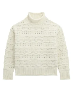 Maglione collo alto Guess in ciniglia avorio traforato