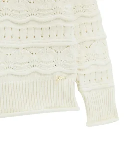 Maglione collo alto Guess in ciniglia avorio traforato