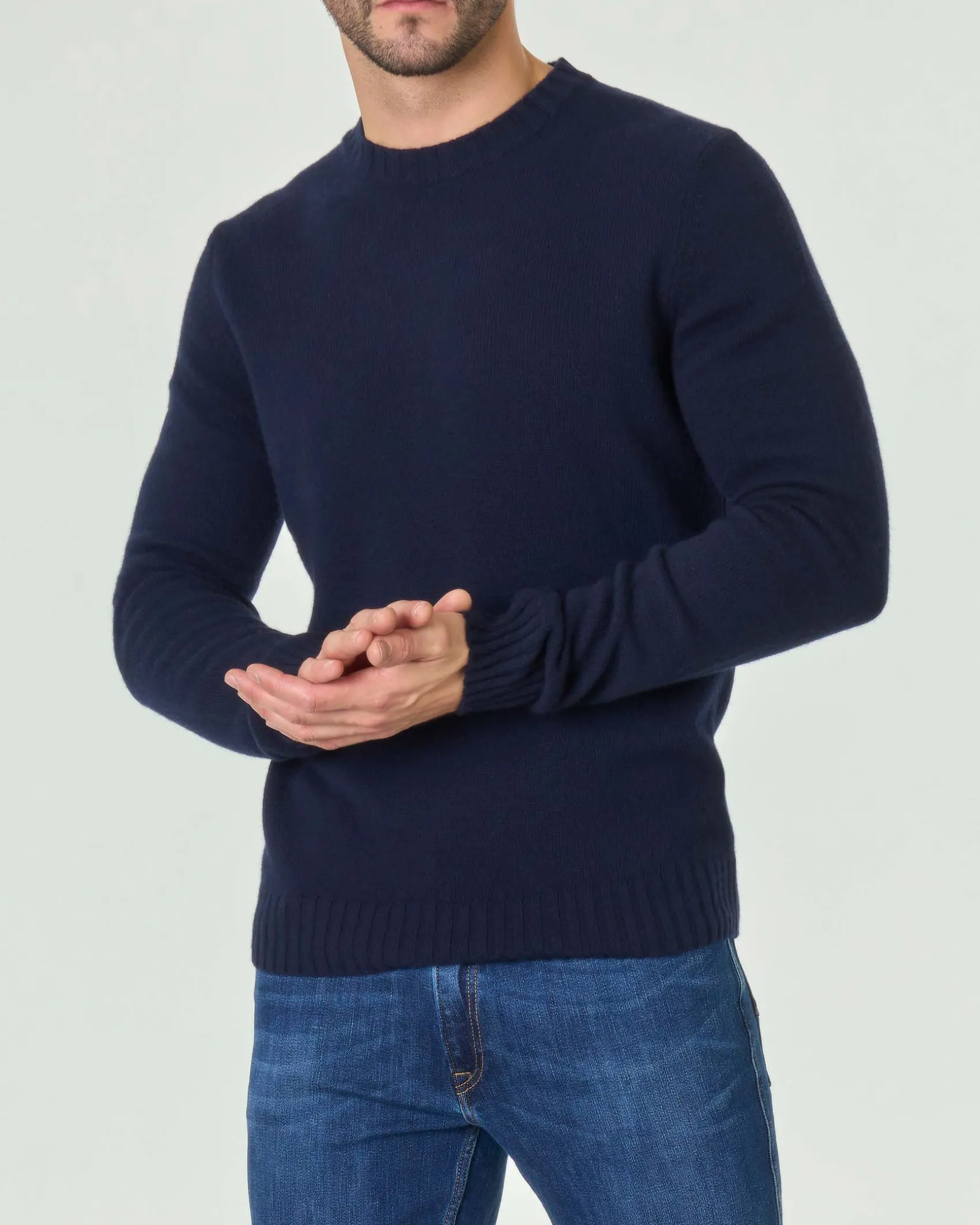 Maglione girocollo Ashki.i blu in misto lana e cachemire finezza 7