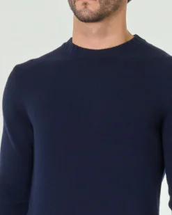 Maglione girocollo Ashki.i blu in misto lana e cachemire finezza 7
