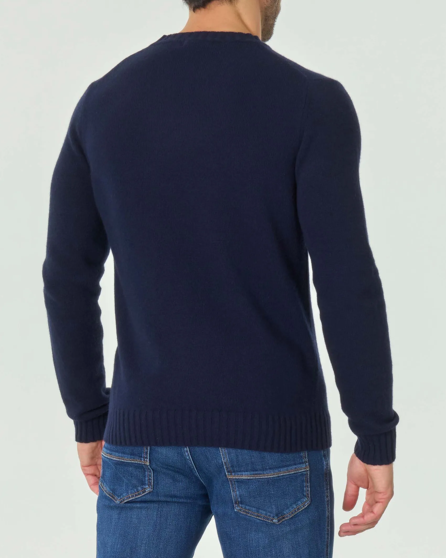 Maglione girocollo Ashki.i blu in misto lana e cachemire finezza 7