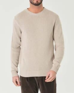 Maglione girocollo Ashki.i color sabbia in misto lana e cachemire finezza 7
