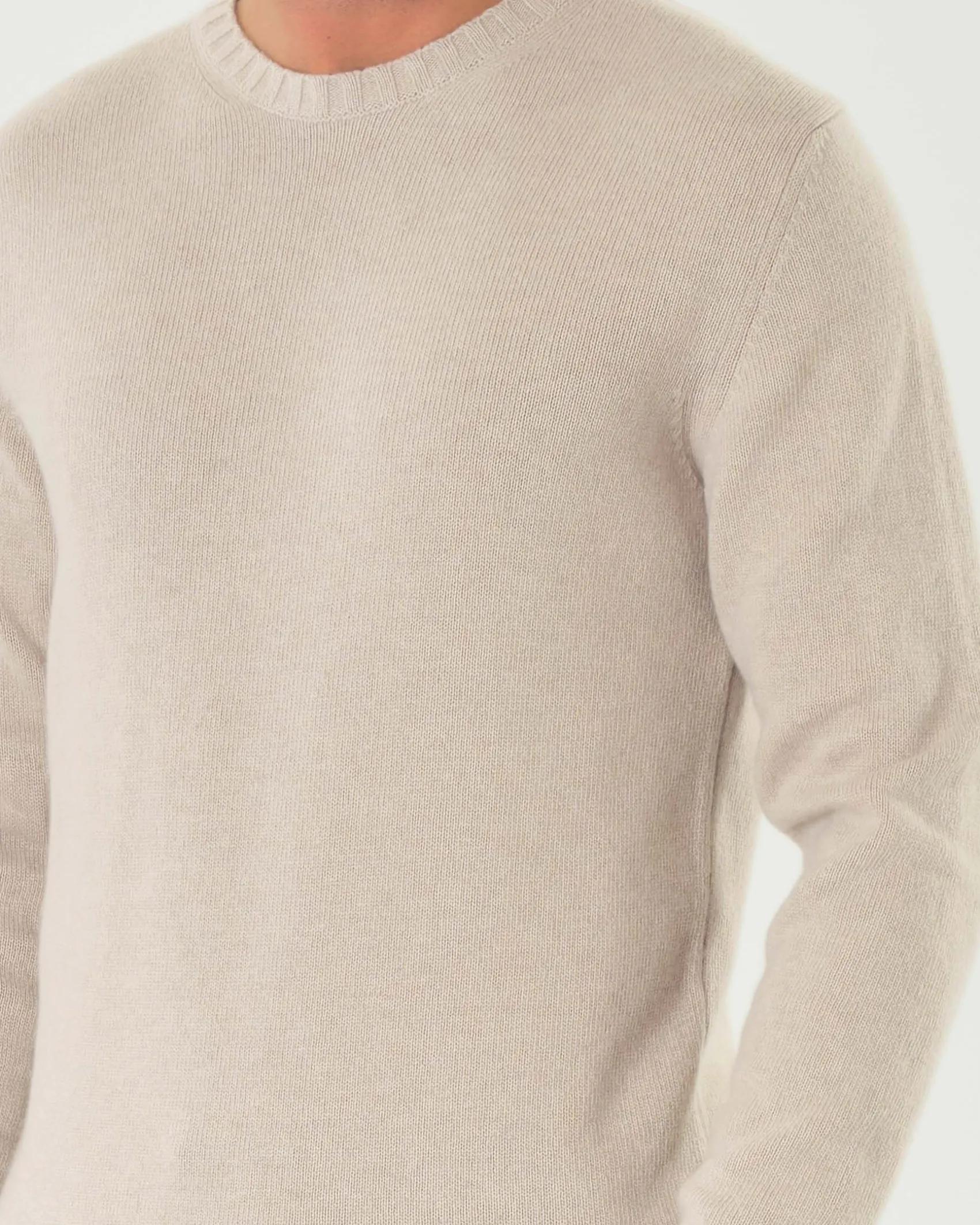 Maglione girocollo Ashki.i color sabbia in misto lana e cachemire finezza 7