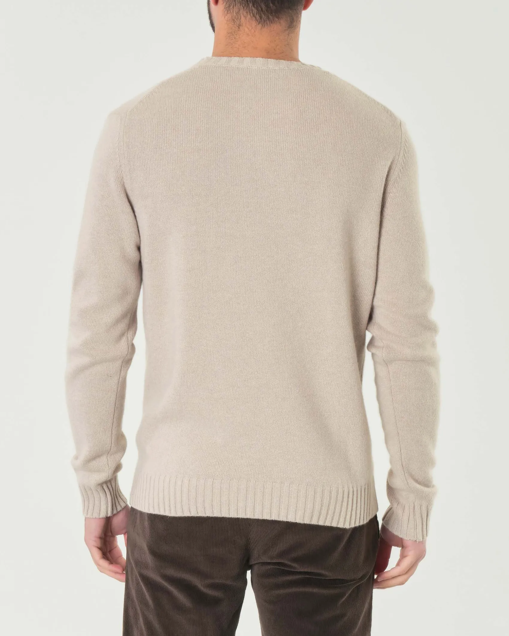 Maglione girocollo Ashki.i color sabbia in misto lana e cachemire finezza 7