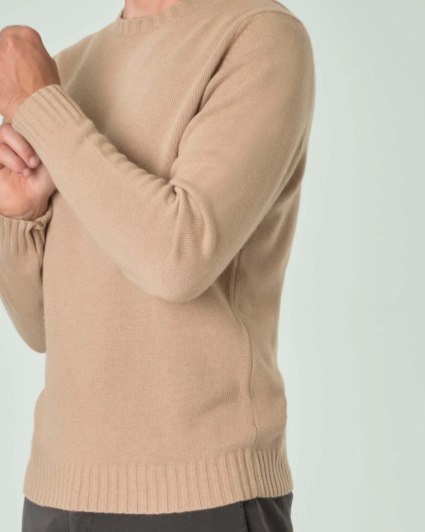 Maglione girocollo Ashki.i cammello in misto lana e cachemire finezza 7