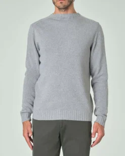 Maglione girocollo Ashki.i grigio in misto lana e cachemire finezza 7