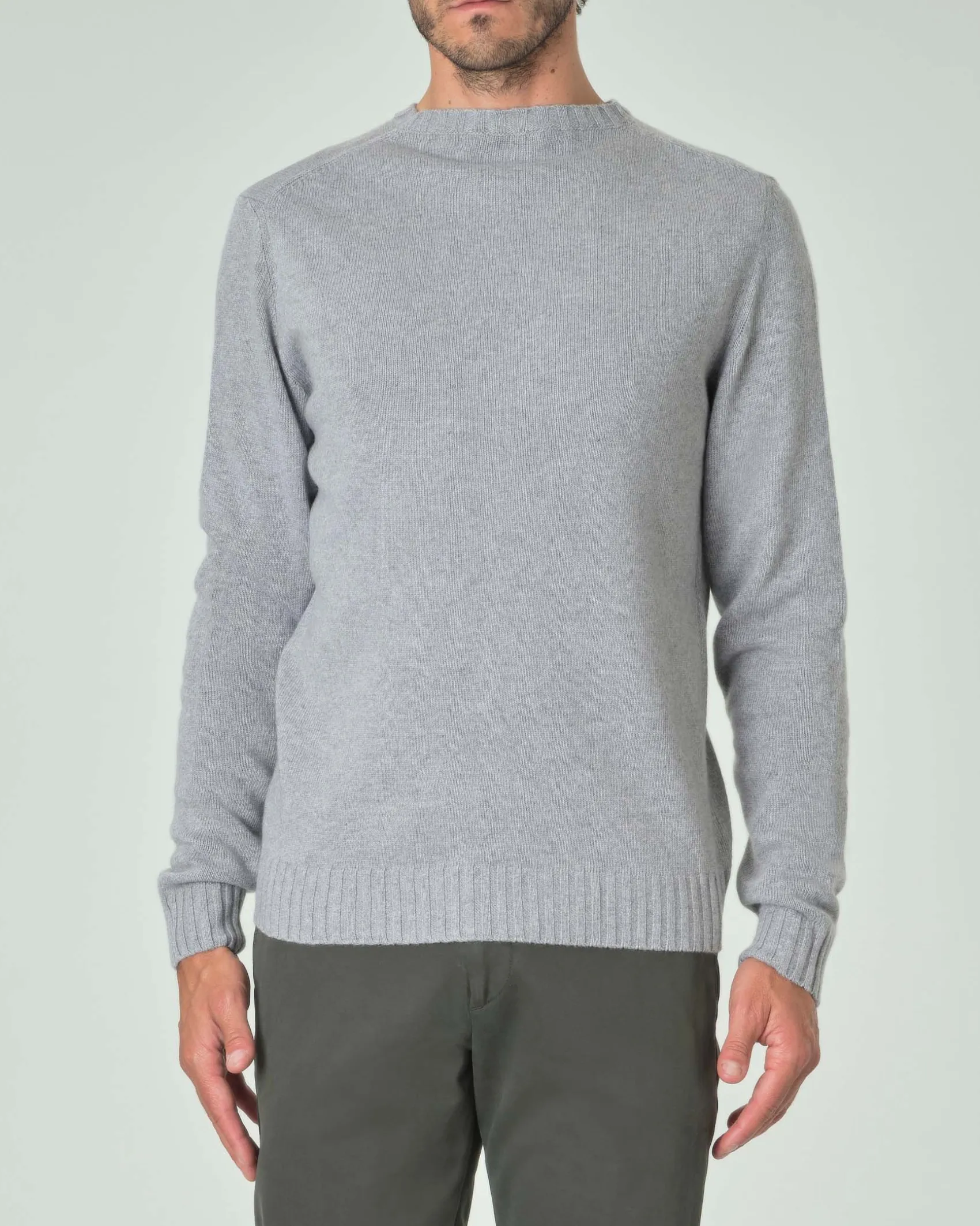Maglione girocollo Ashki.i grigio in misto lana e cachemire finezza 7
